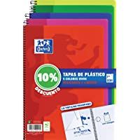 Oxford Cuadernos A4 - Tapa Plástico- 80 Hojas- Cuadrícula 4x4- Pack 5 unidades- Surtido colores vivos